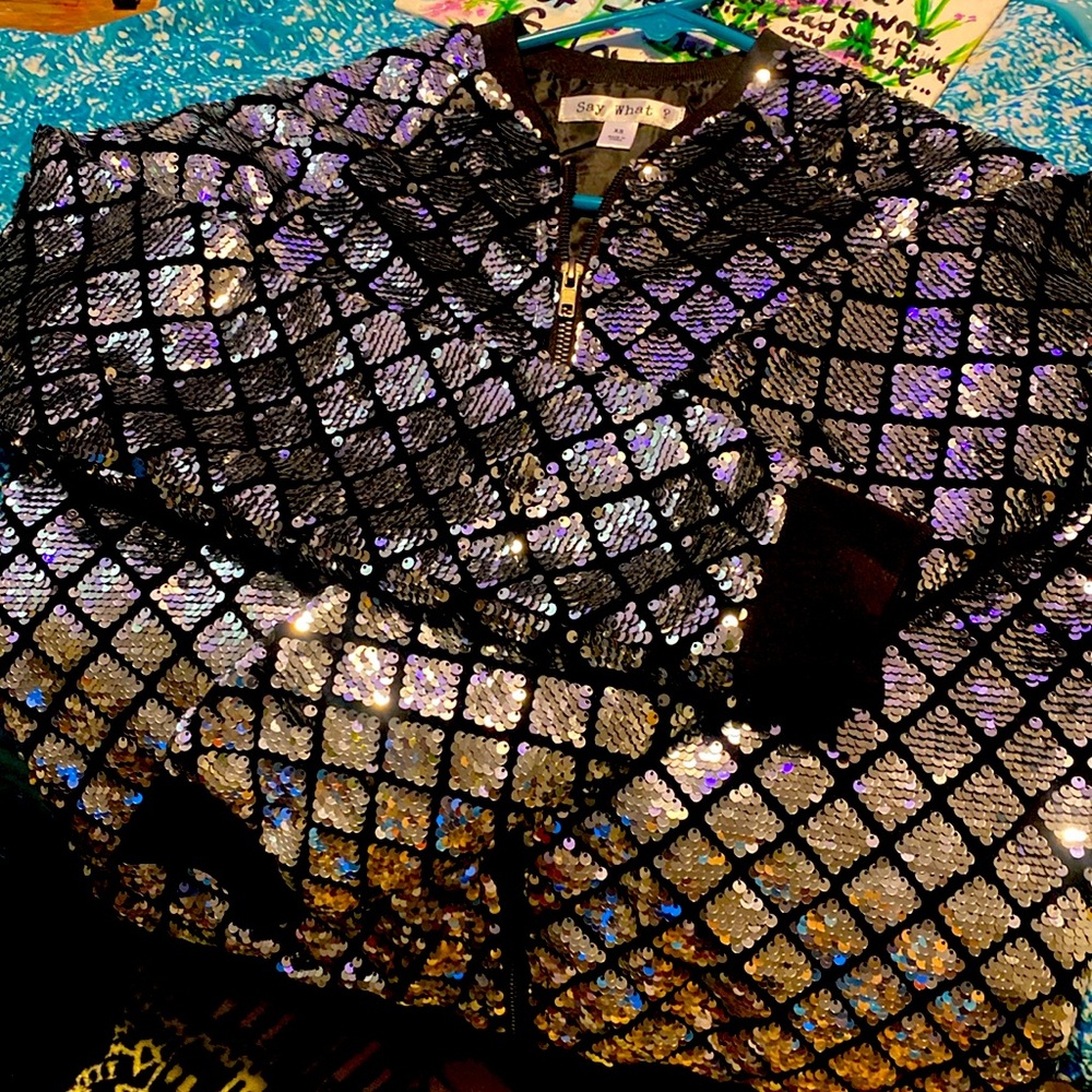Retro Sequin zipper coat/jacket